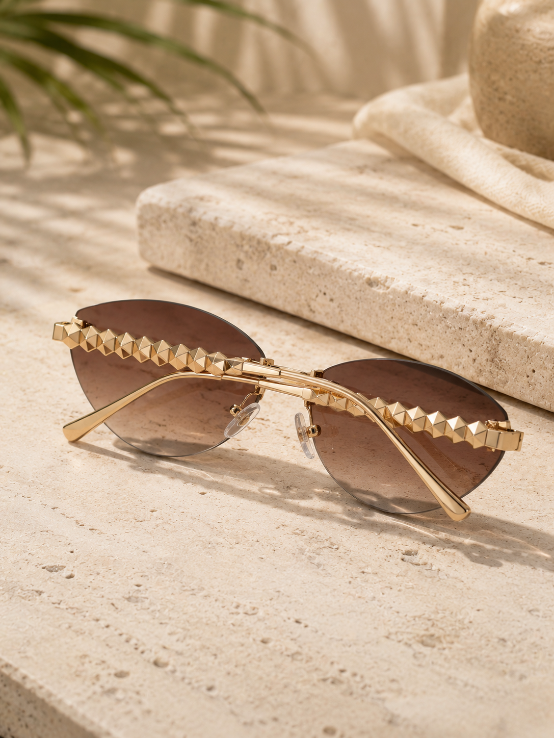 Minimalist Rimless Cat-Eye Sunglasses