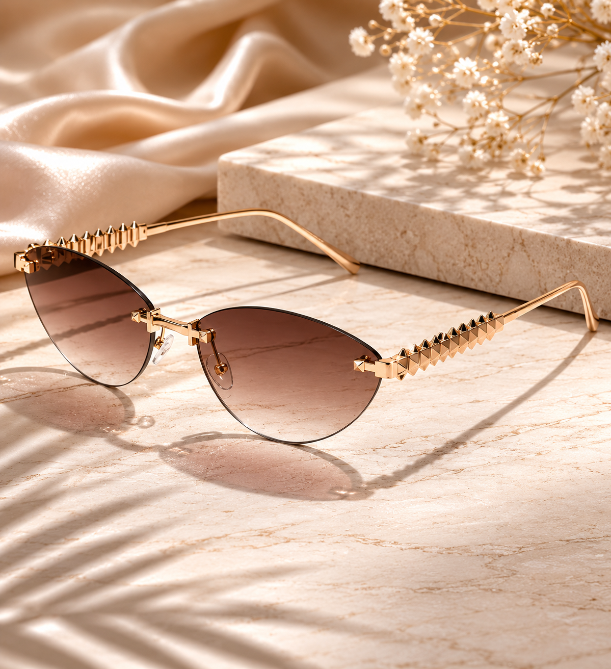 Minimalist Rimless Cat-Eye Sunglasses